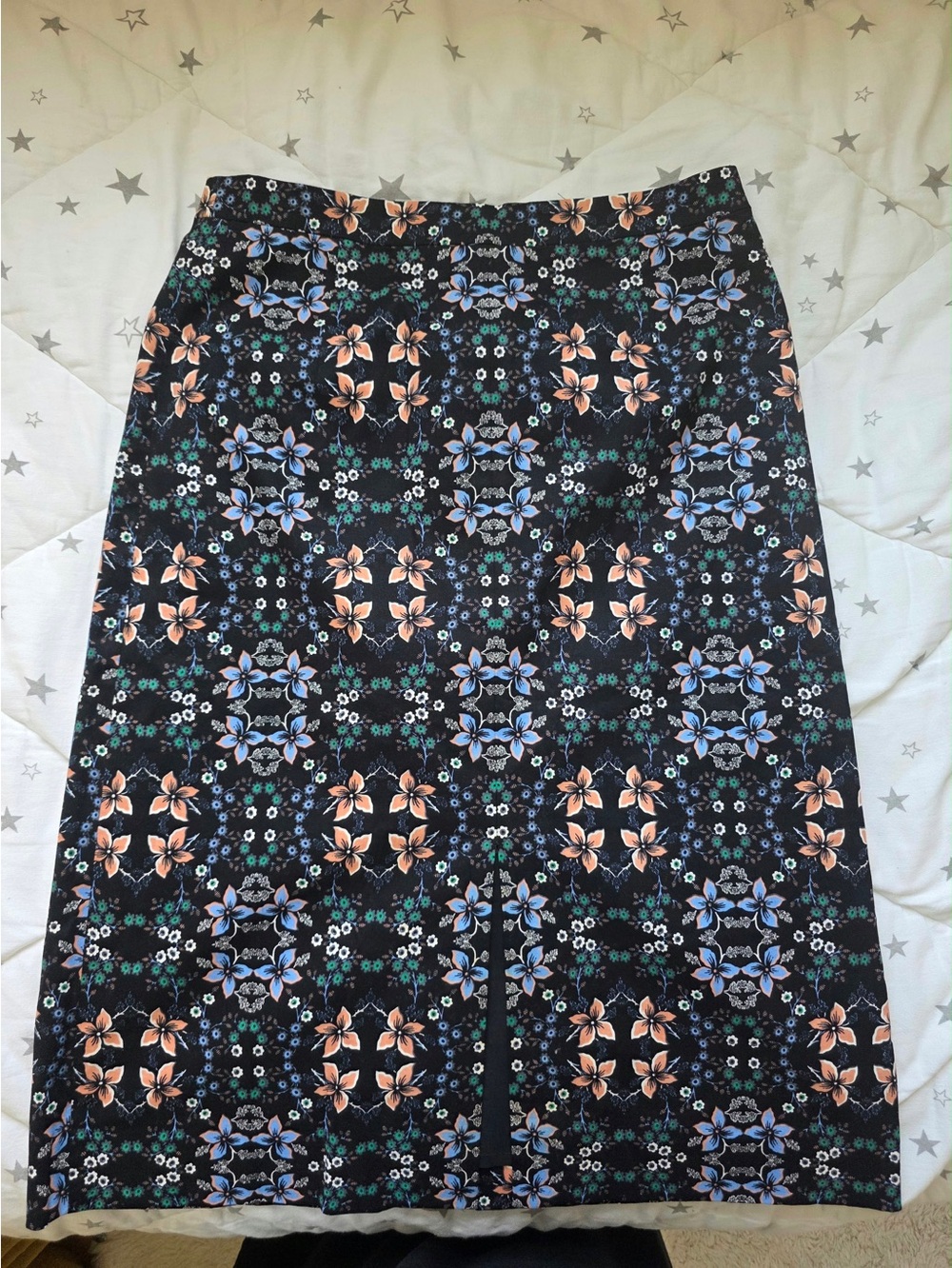 J. Crew Floral Print Black Pencil Skirt